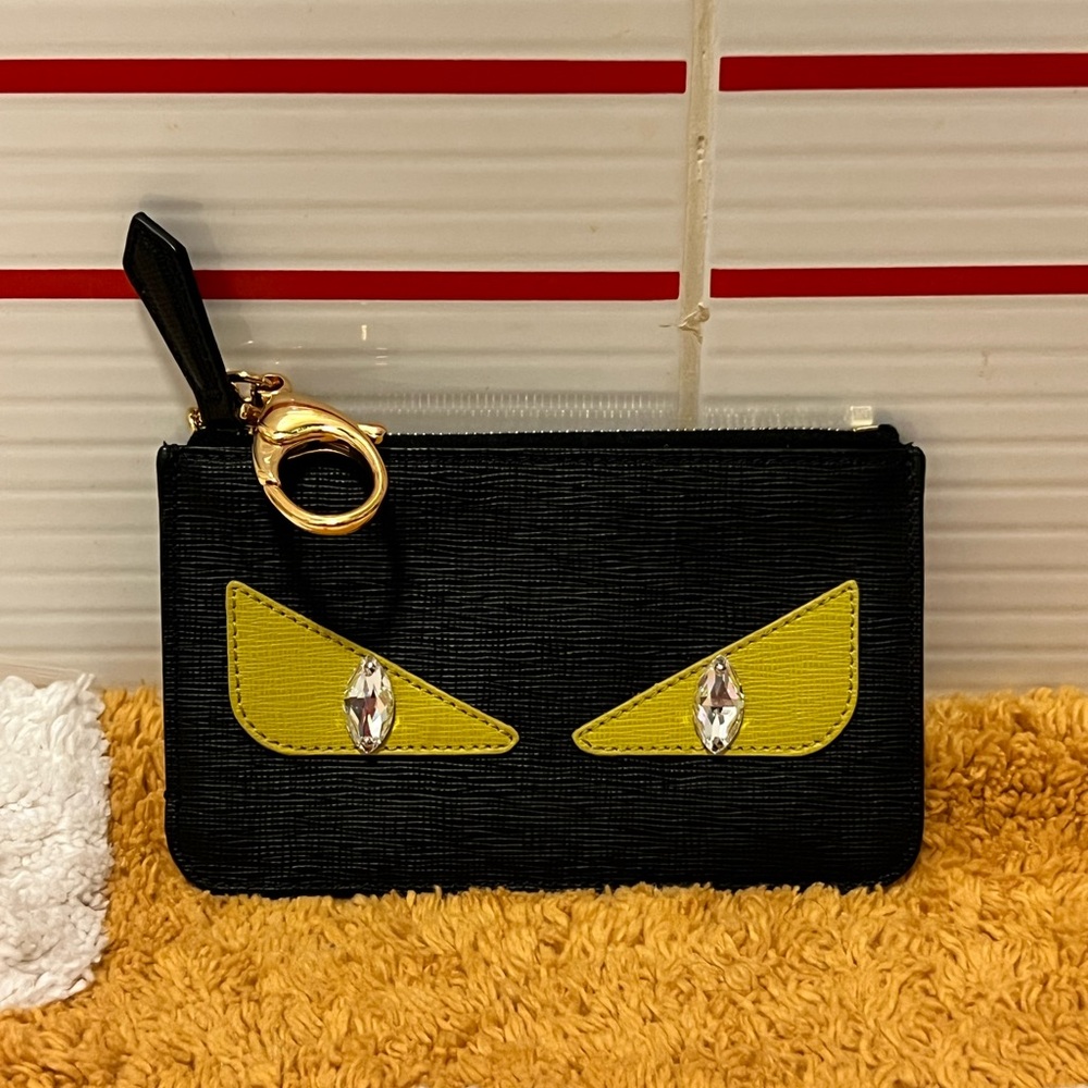 Fendi Monster Eyes Black Keychain Keyring Coin Money Letting Pouch